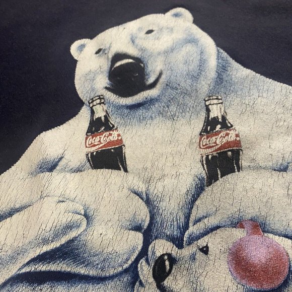 Coca Cola Vintage Polar Bear Sweatshirt Sweater 1995 Coke Size Large - Picture 3 of 8